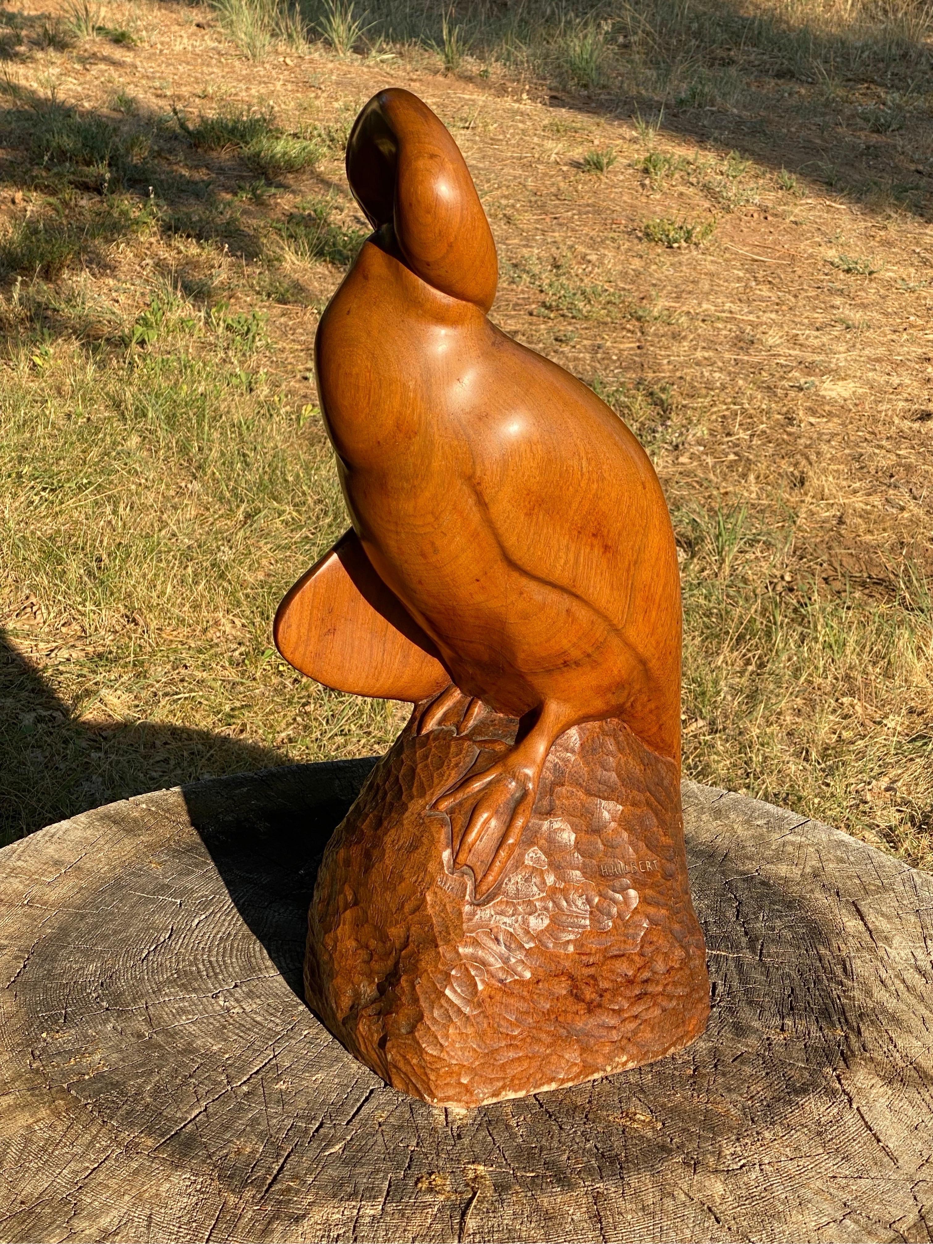 Francese 1925 Georges Hilbert L'uccello cormorano S.A.S. Paris Scultura in palissandro in vendita