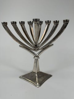 1925 German Art Deco Handmade Silver Menorah – Marked