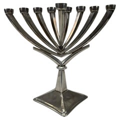 1925 German Art Deco Handmade Silver Menorah – Marked