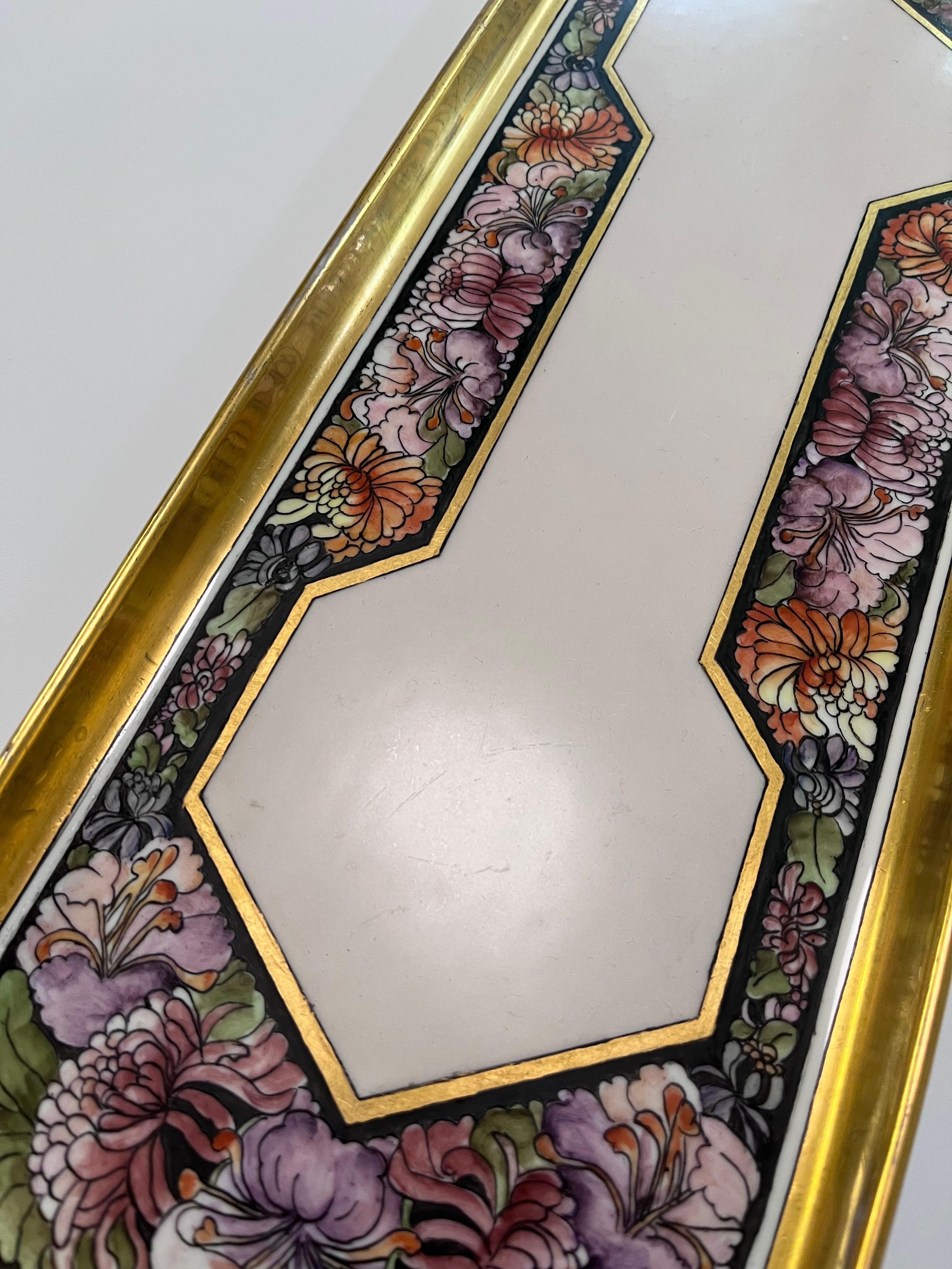 1925 Handbemalte Gold- und Blumenplatte Moritz Zdekaur Österreichische Mildred Icke im Angebot 2