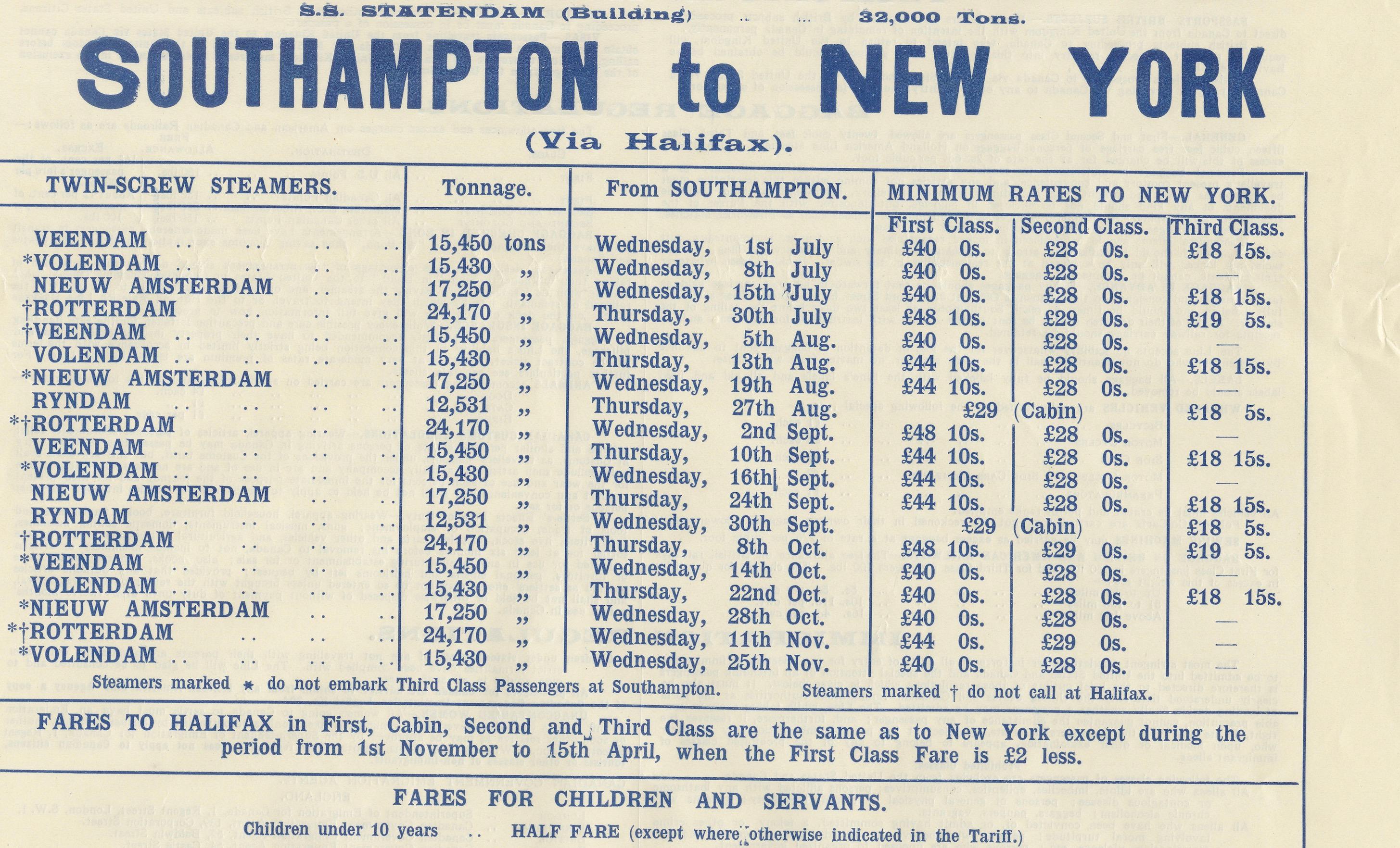 1925 Holland America Line: Southampton zu New Yorker Transatlantikreisen im Zustand „Gut“ im Angebot in Langweer, NL