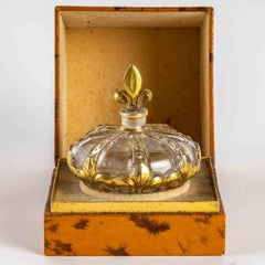 Marcel Guerlain, couronne de flacon de parfum en verre transparent avec émail doré, 1925
