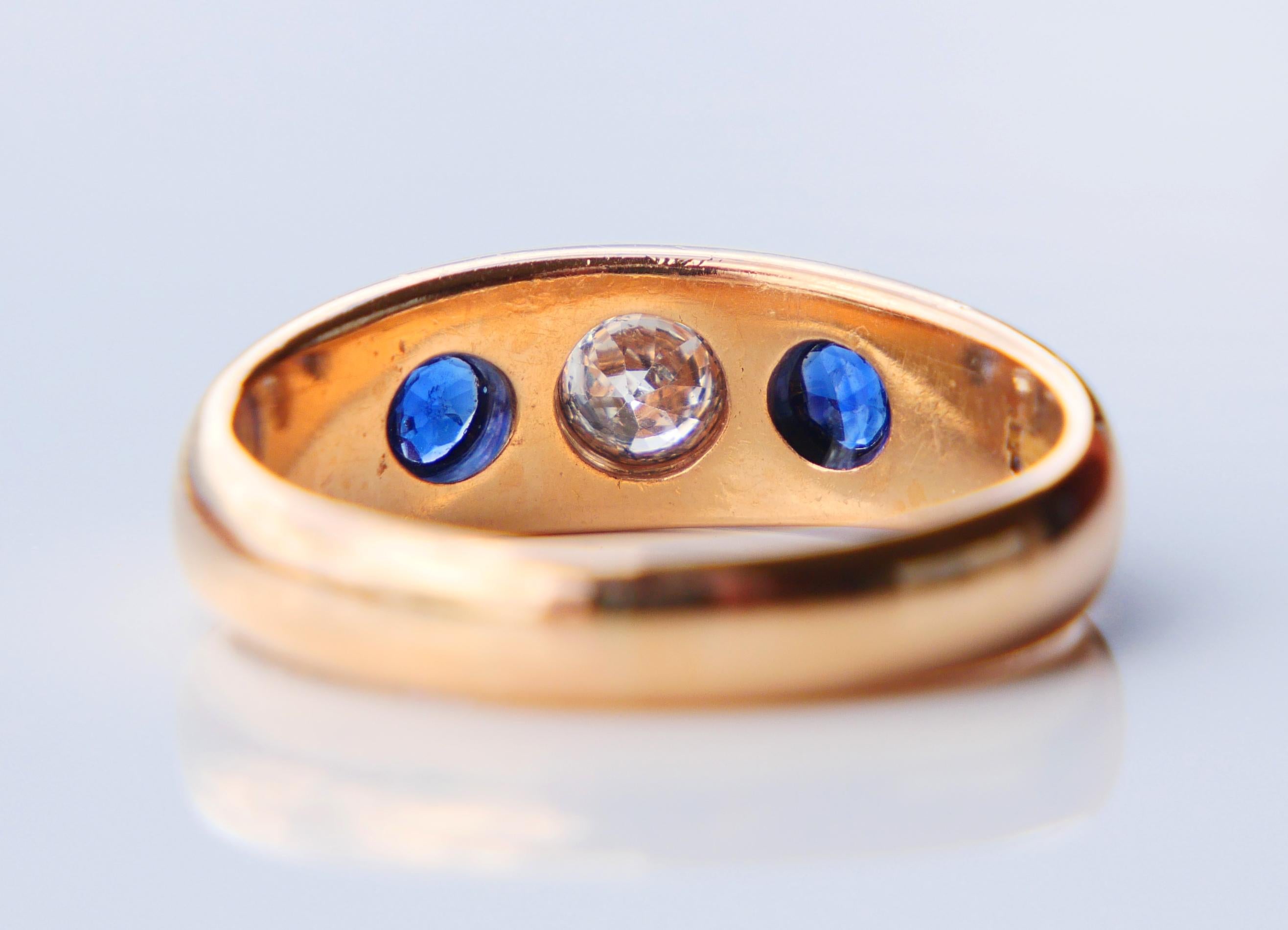 1925 Männer Lord Ring 0.5ct Diamant 0.8ctw Saphire massiv 18K Gold ØUS10 / 8.3 gr im Angebot 5
