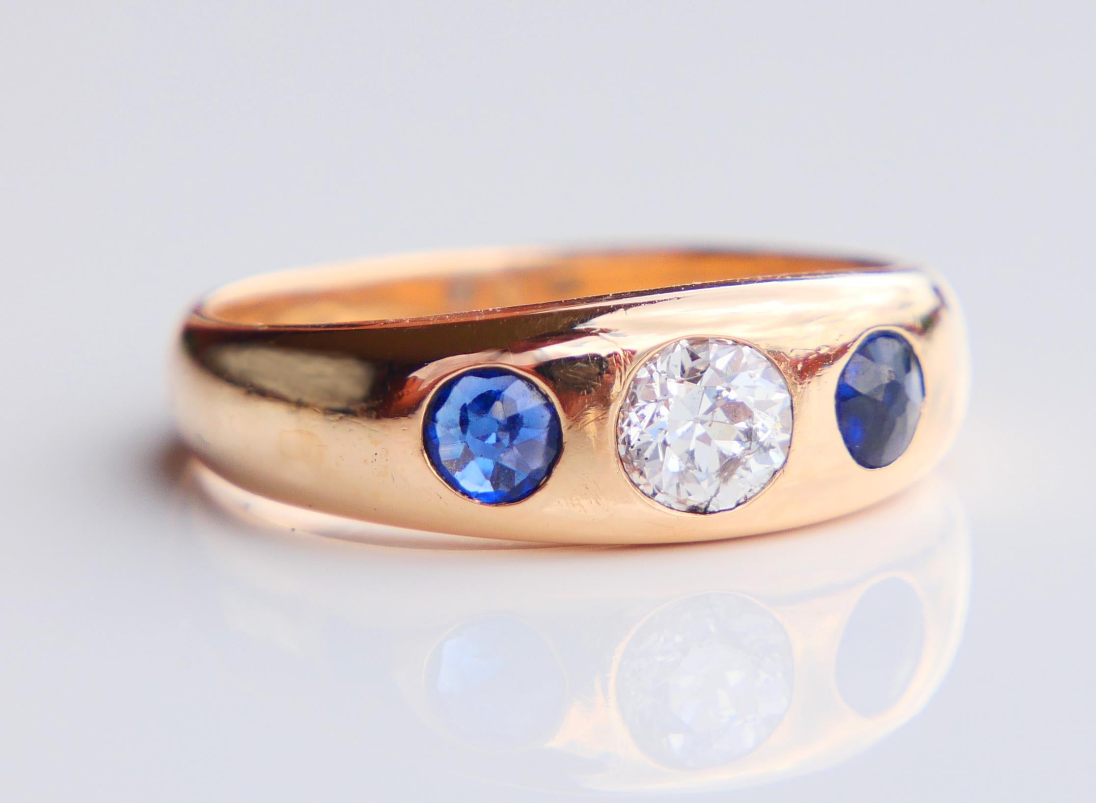 1925 Männer Lord Ring 0.5ct Diamant 0.8ctw Saphire massiv 18K Gold ØUS10 / 8.3 gr im Angebot 6