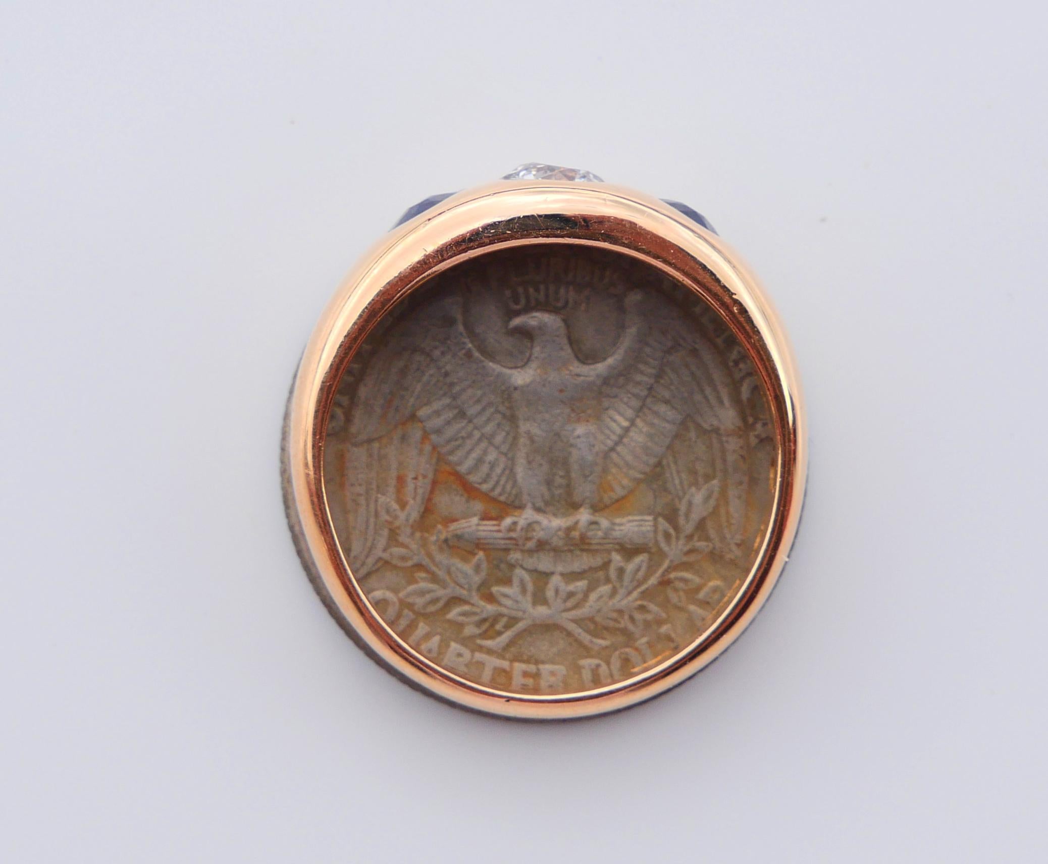 1925 Männer Lord Ring 0.5ct Diamant 0.8ctw Saphire massiv 18K Gold ØUS10 / 8.3 gr im Angebot 7