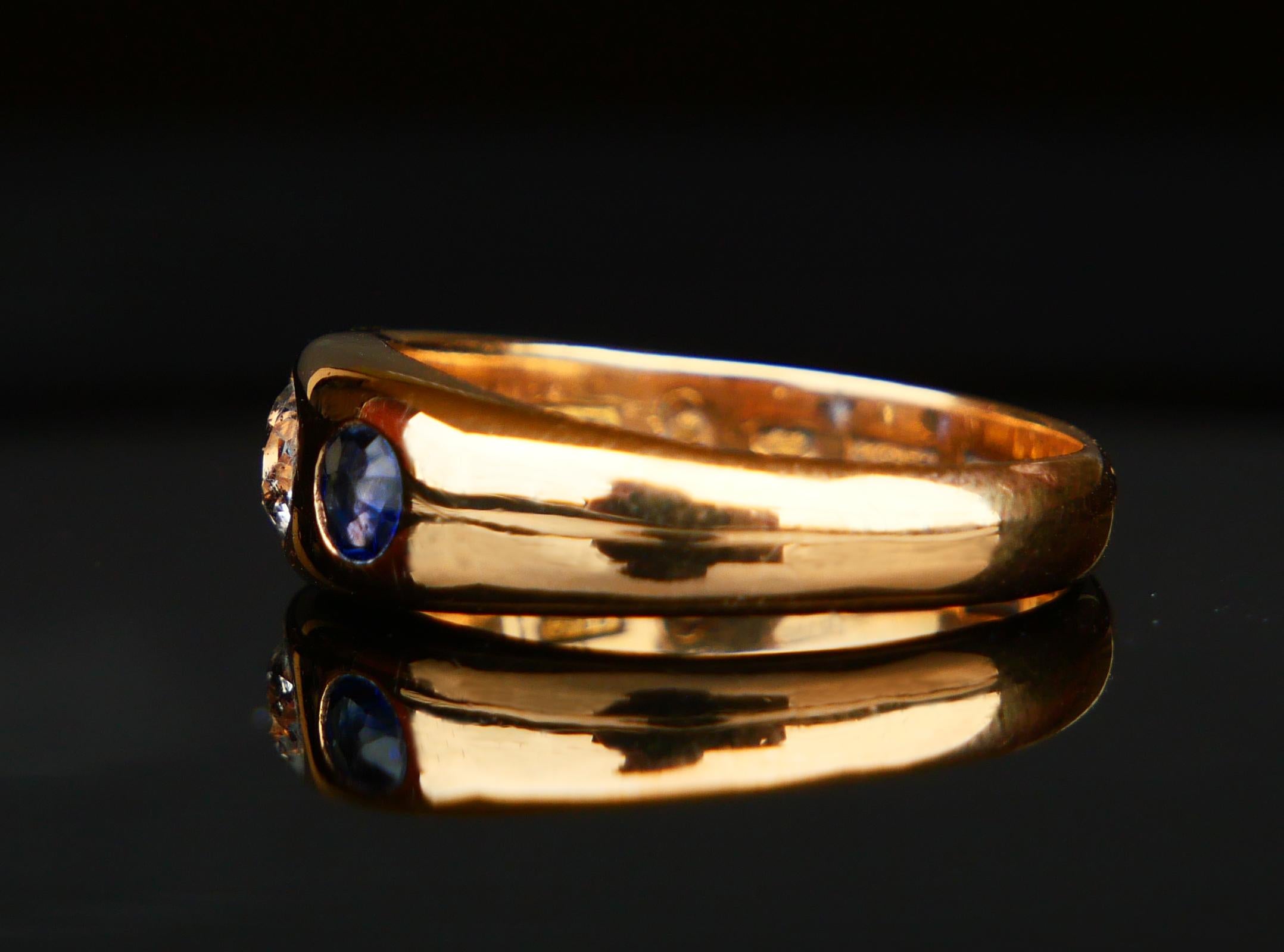 1925 Männer Lord Ring 0.5ct Diamant 0.8ctw Saphire massiv 18K Gold ØUS10 / 8.3 gr im Angebot 2