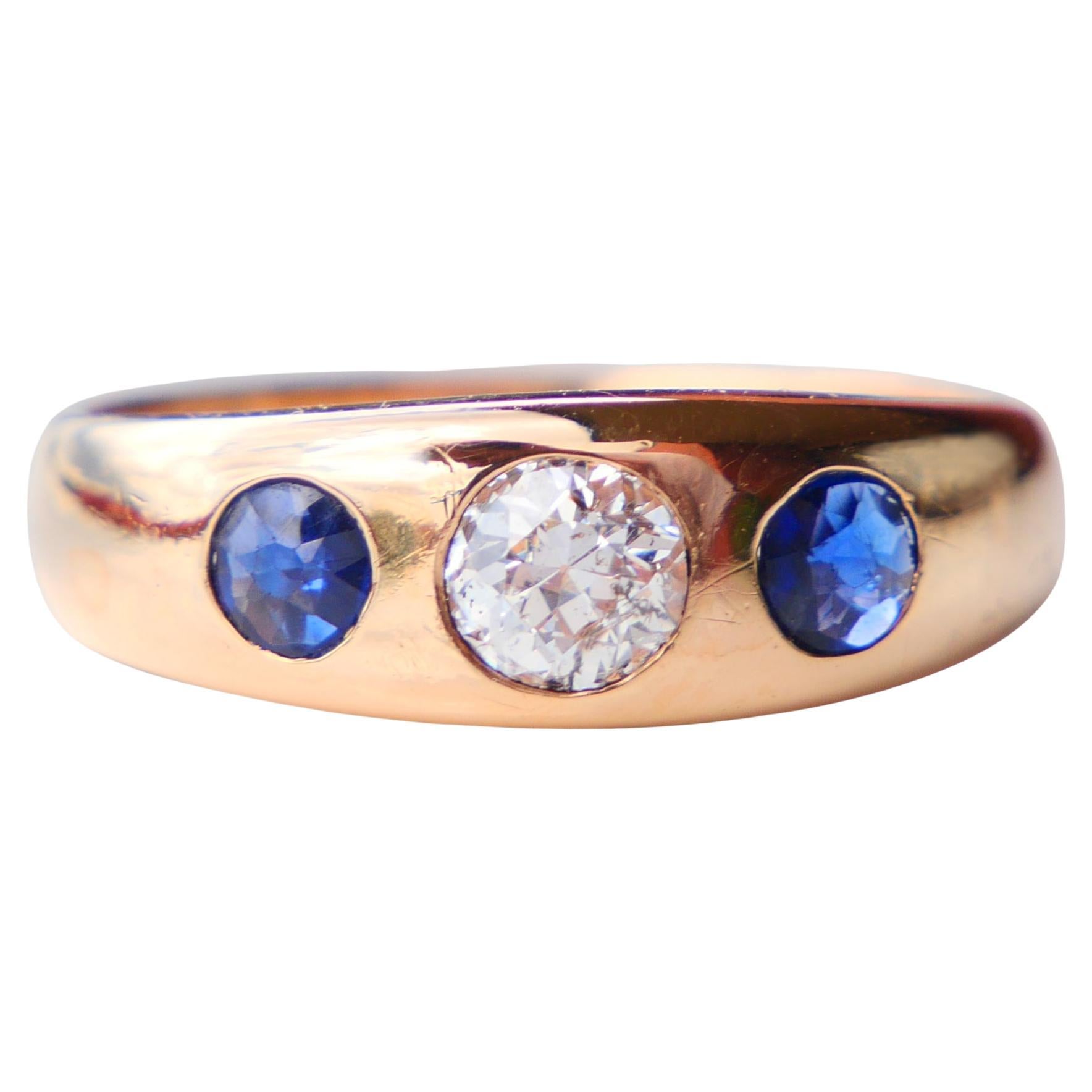 1925 Männer Lord Ring 0.5ct Diamant 0.8ctw Saphire massiv 18K Gold ØUS10 / 8.3 gr im Angebot