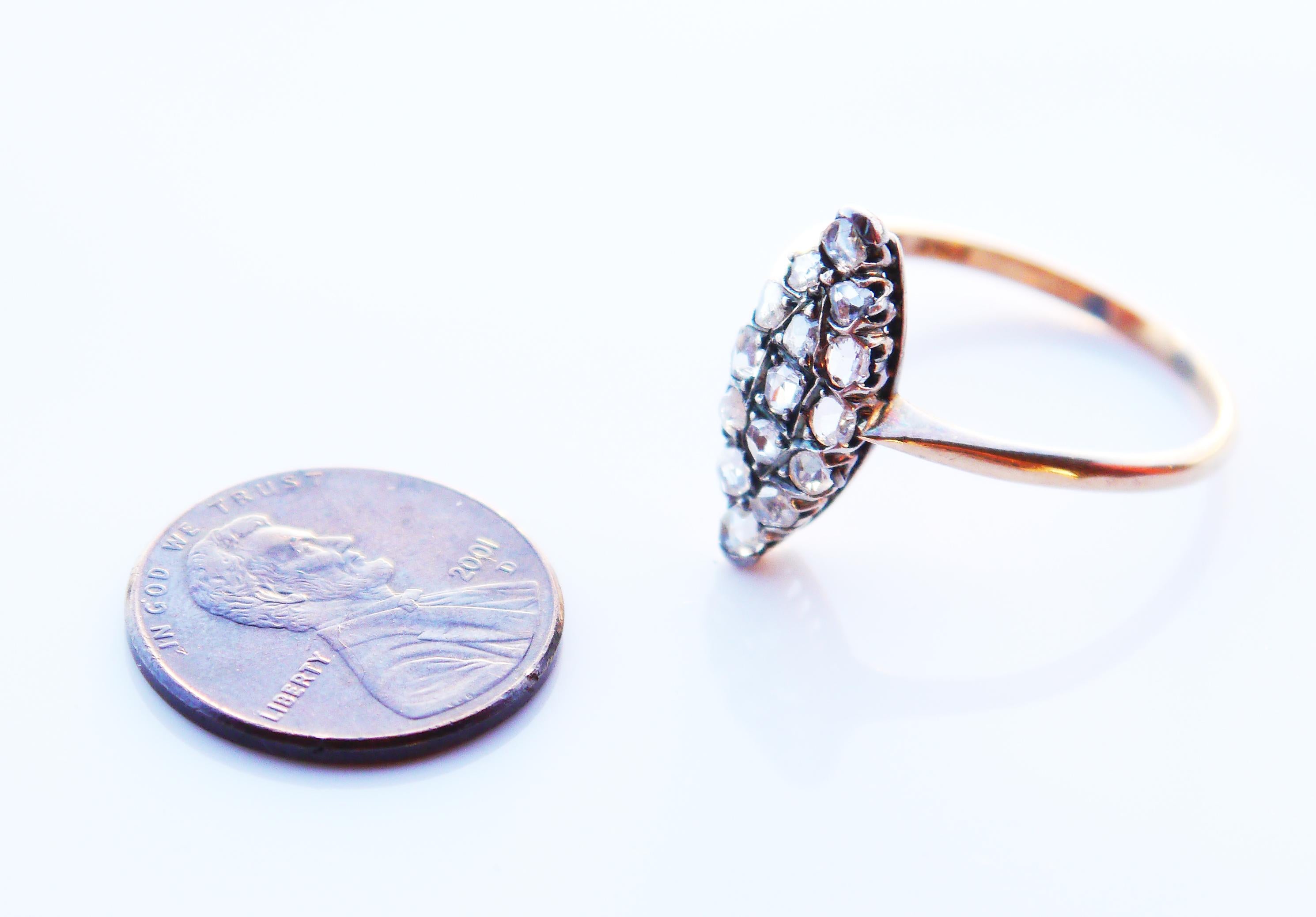 1925 Nordic Ring 1 ctw Diamonds solid 18K Gold Silver Ø 11 US / 3.3gr For Sale 4