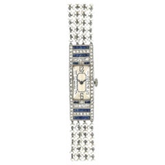 1925 Pearl Sapphire Diamond Platinum Watch 1925 Pearl Sapphire Diamond Platinum Watch