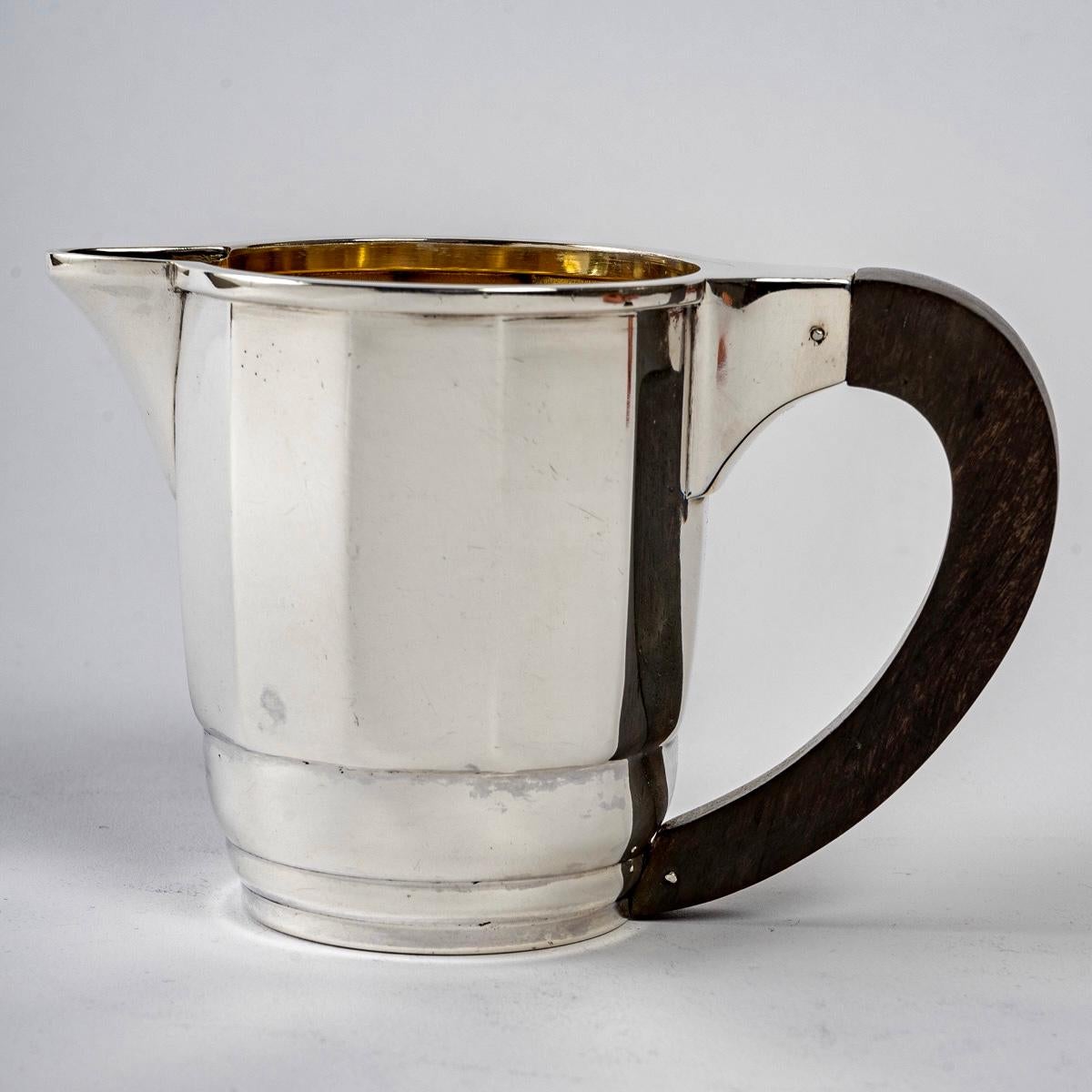 1925 Puiforcat Art Deco Tee- und Kaffeeservice aus Sterling Silber und Palisanderholz im Angebot 7