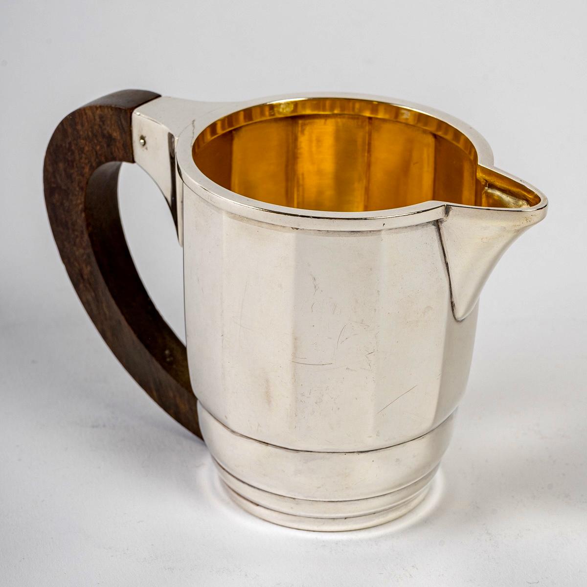 1925 Puiforcat Art Deco Tee- und Kaffeeservice aus Sterling Silber und Palisanderholz im Angebot 8