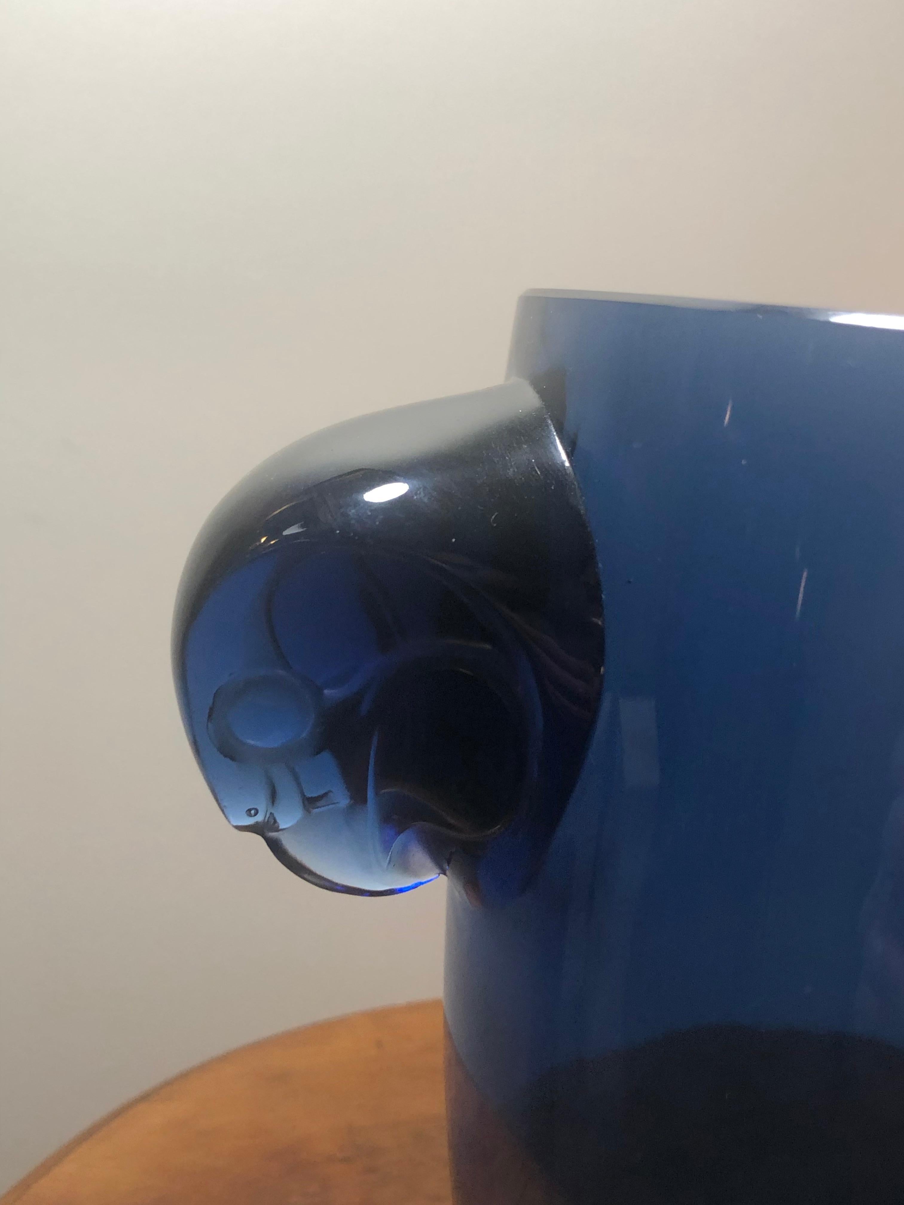 Art Deco 1925 René Lalique Albert Vase in Dark Blue Glass - Falcon Heads