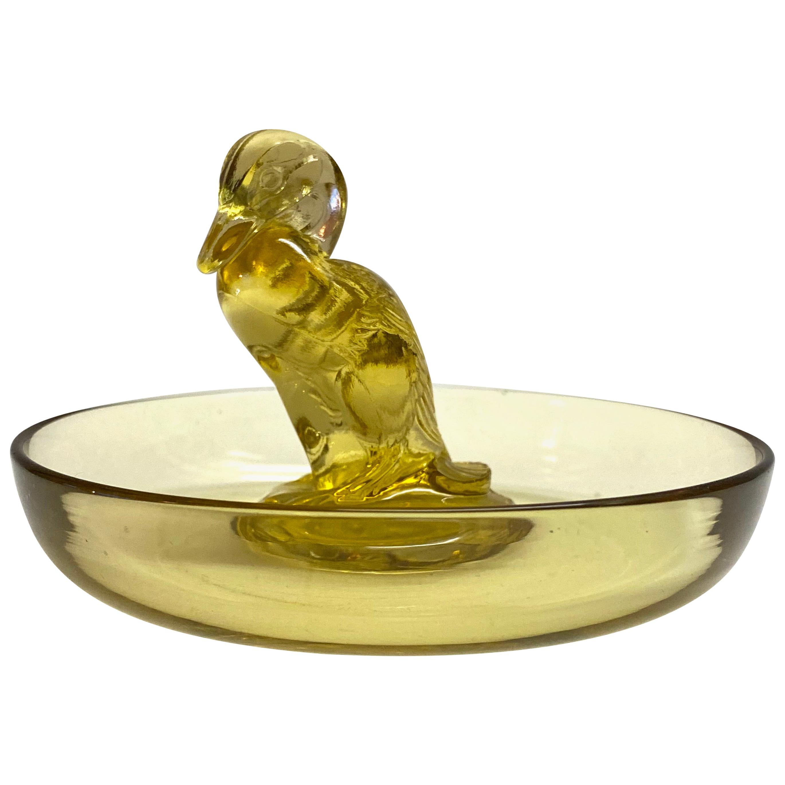 Broche en verre jaune canard Astray de René Lalique pour canard, 1925