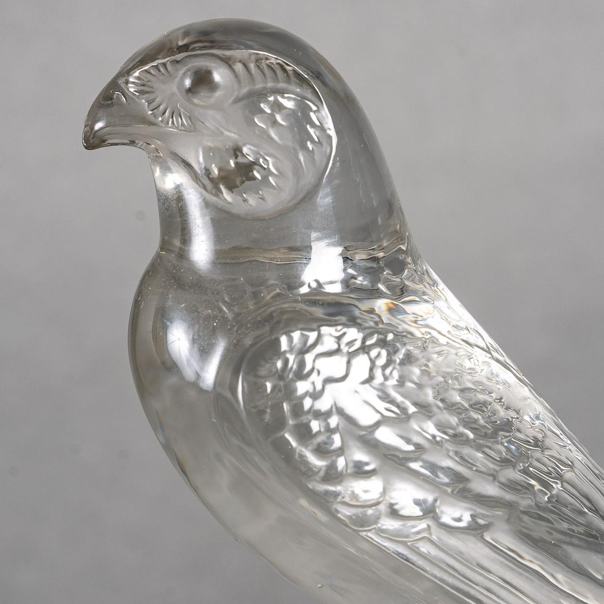 French 1925 René Lalique, Car Mascot Book End Faucon Falcon Clear Glass