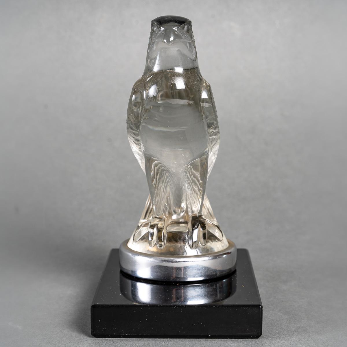 Molded 1925 René Lalique, Car Mascot Book End Faucon Falcon Clear Glass
