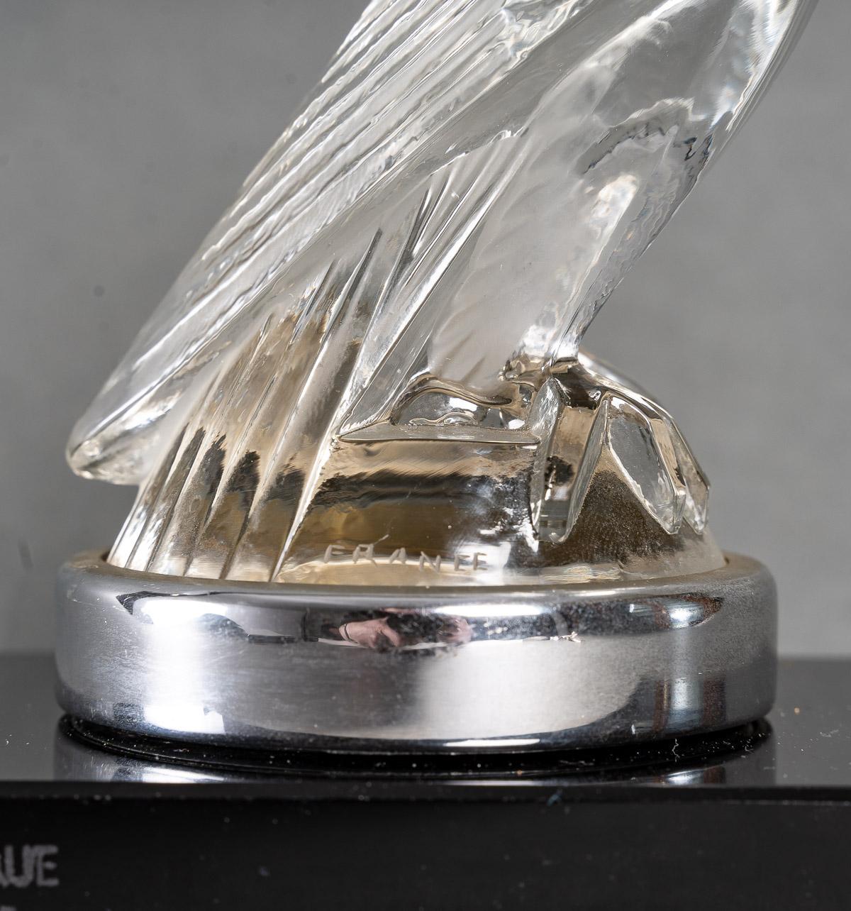 Blown Glass 1925 René Lalique, Car Mascot Book End Faucon Falcon Clear Glass