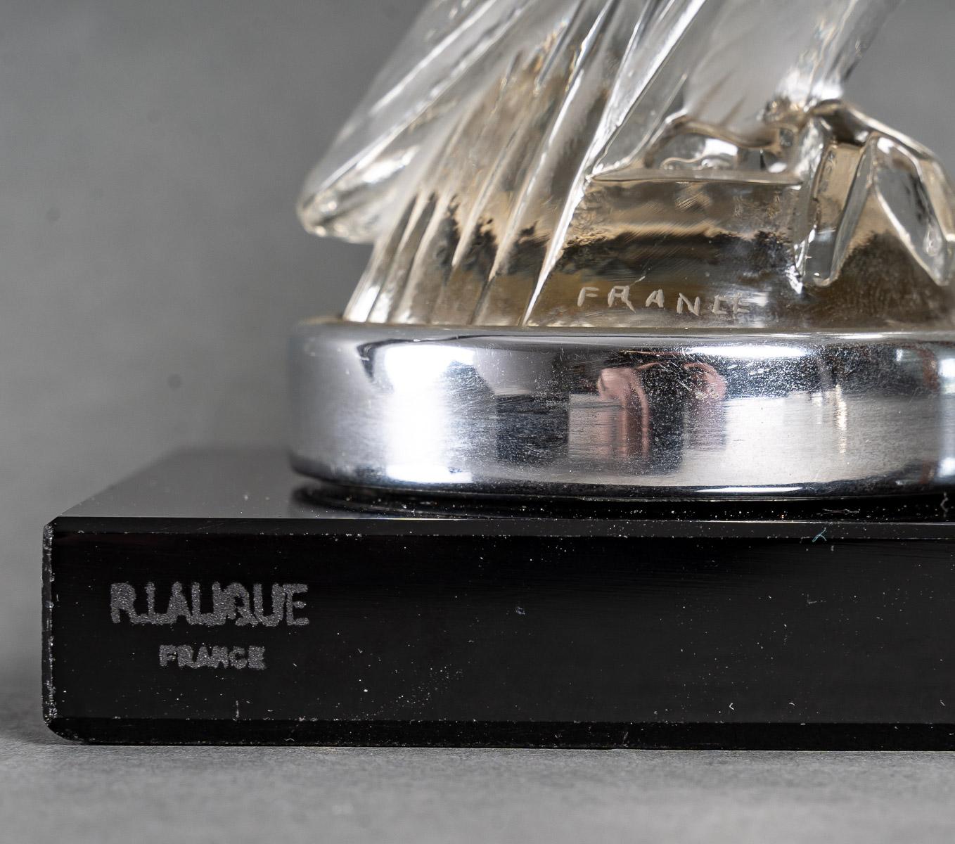 1925 René Lalique, Car Mascot Book End Faucon Falcon Clear Glass 1