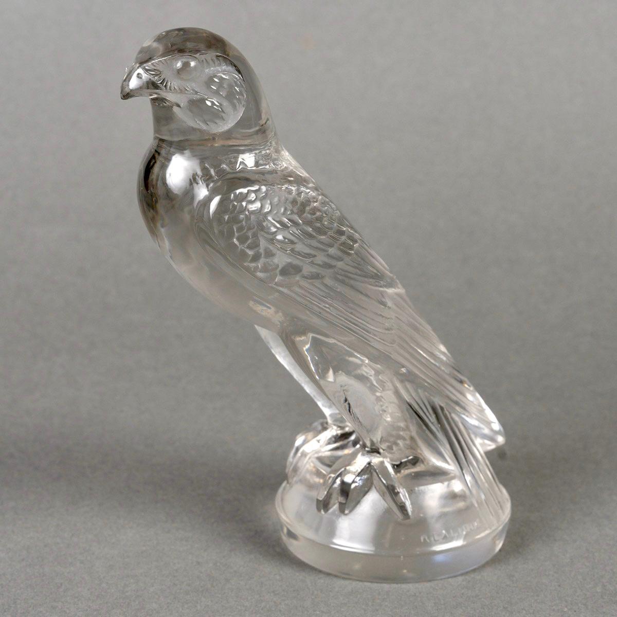 Art Déco 1925 René Lalique - Auto Mascotte Faucon Falcon Vetro trasparente in vendita