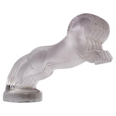 1925 René Lalique Car Mascot Hood Ornament Cinq 5 Chevaux Horses Glass