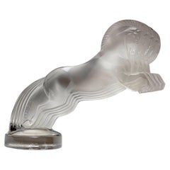 1925 René Lalique Car Mascot Hood Ornament Cinq 5 Chevaux Horses Glass