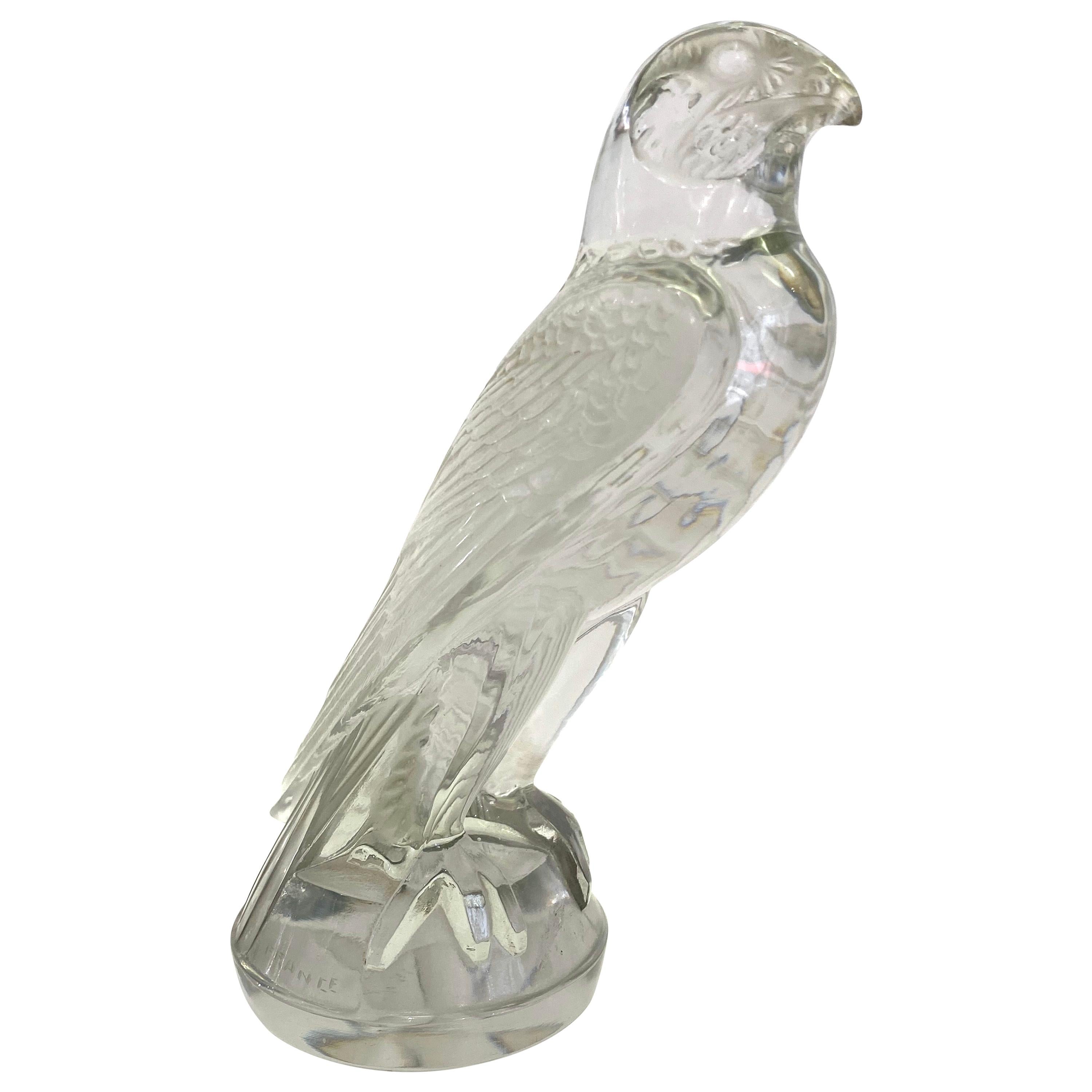 1925 René Lalique Faucon Car Mascot Hood Ornament in Clear Glass Falcon