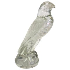 Antique 1925 René Lalique Faucon Car Mascot Hood Ornament in Clear Glass Falcon