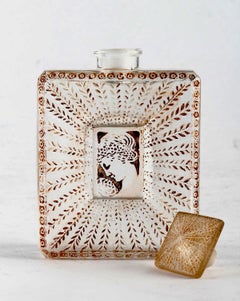 1925 Rene Lalique La Belle Saison Houbigant Perfume Bottle Sepia Stained Glass