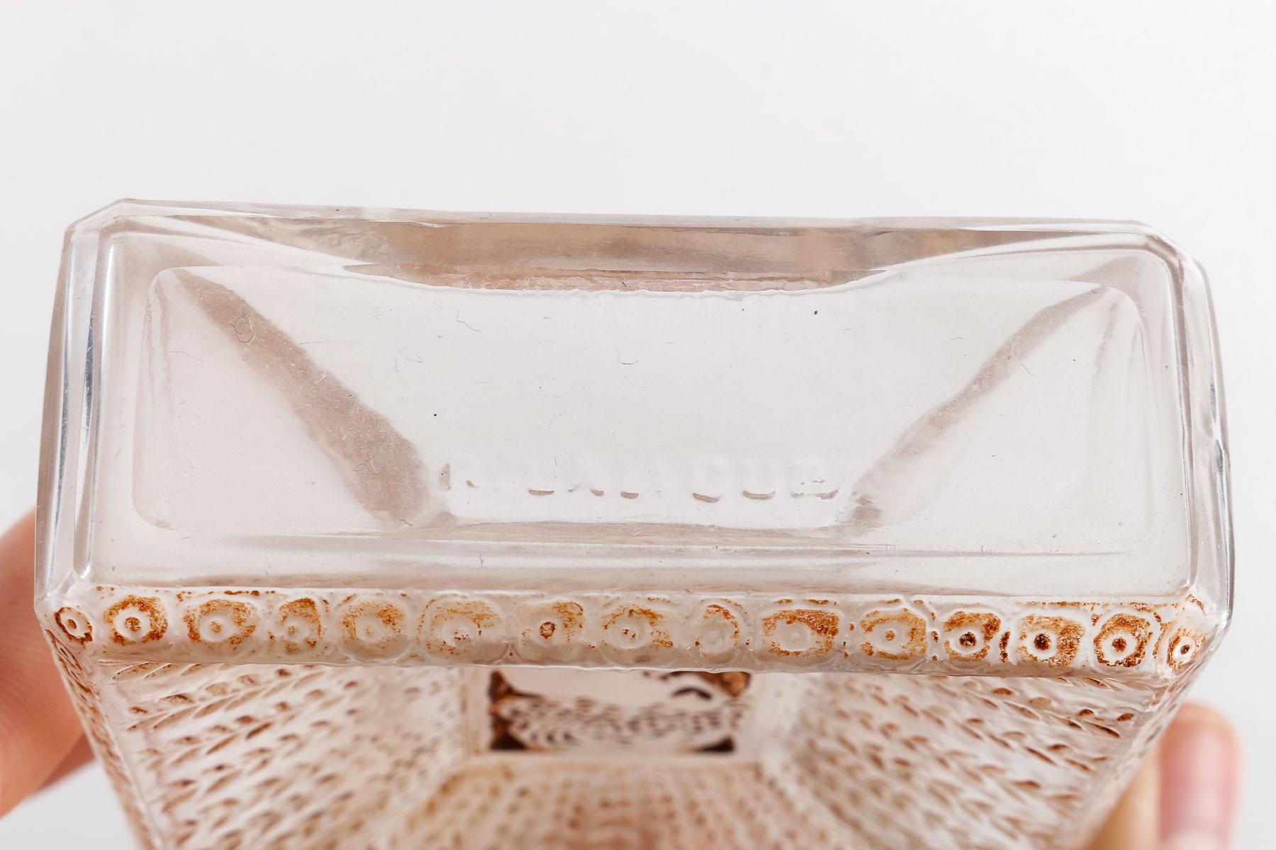 1925 Rene Lalique La Belle Saison Houbigant Parfümflasche Sepia gebeizt Glas im Zustand „Gut“ im Angebot in Boulogne Billancourt, FR