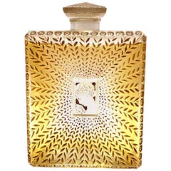 1925 Rene Lalique La Belle Saison Houbigant Perfume Bottle Sepia Stained Glass