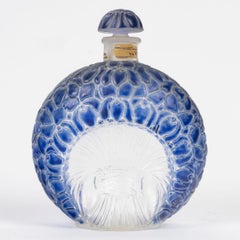 1925 René Lalique Perfume Bottle Violette for Gabilla Glass Blue Purple Enamel