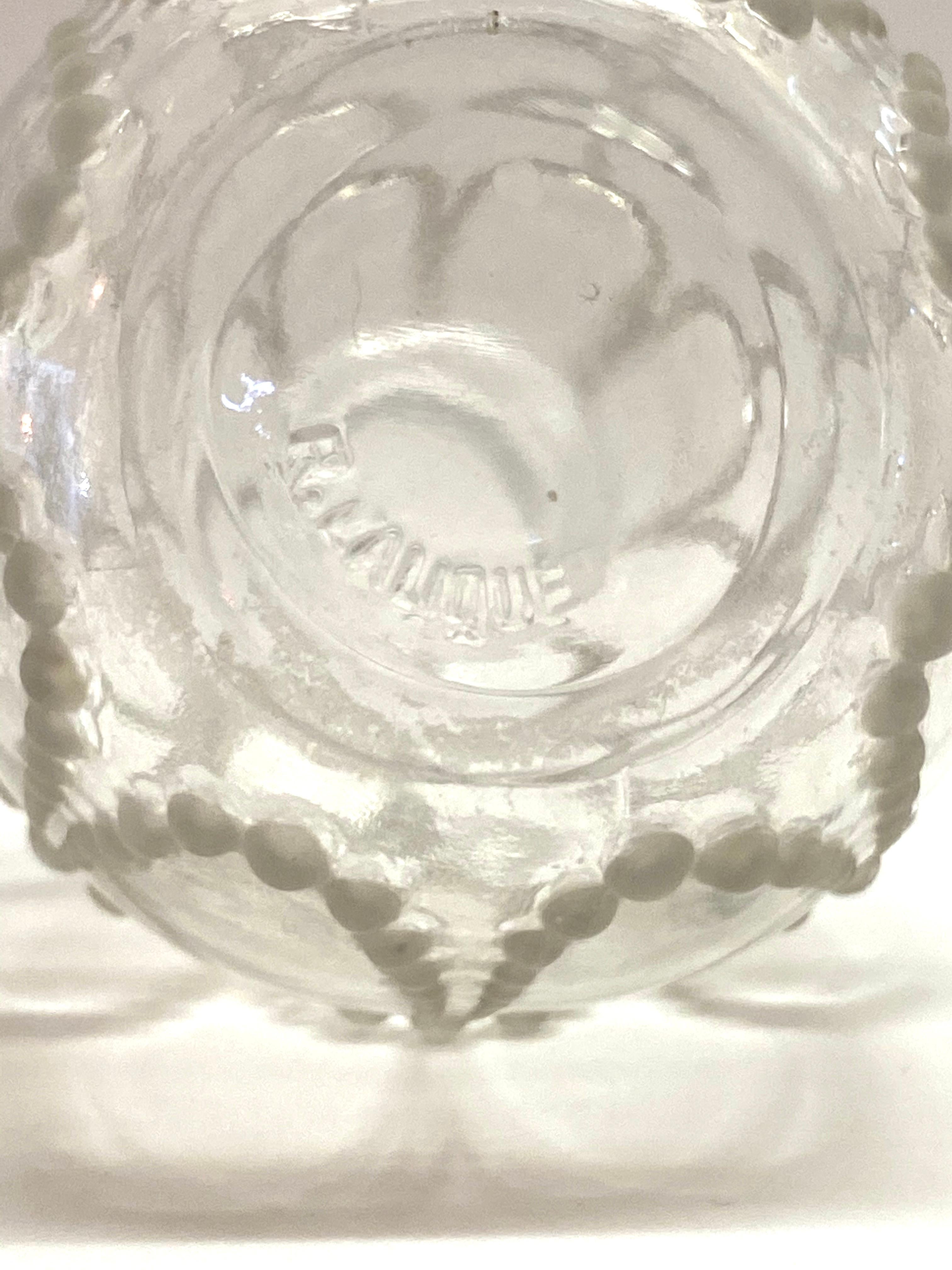 French 1925 René Lalique Perles Vase in Clear and Frosted Glass, Pearls