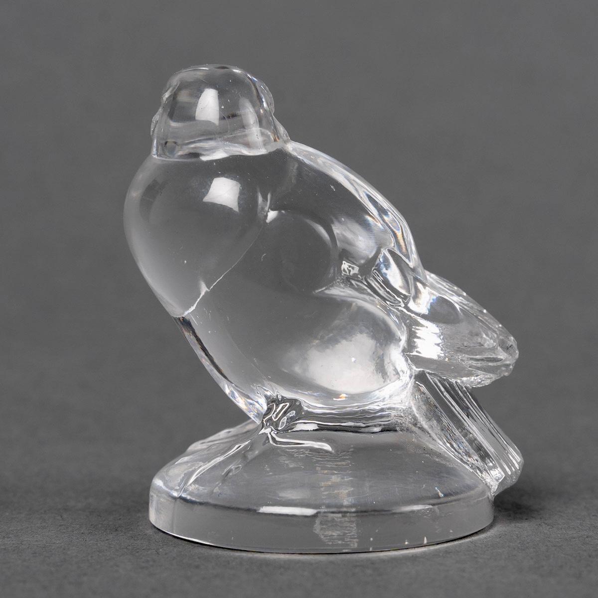 French 1925 René Lalique Seal Stamp Moineau Sparrow Clear Glass For Sale