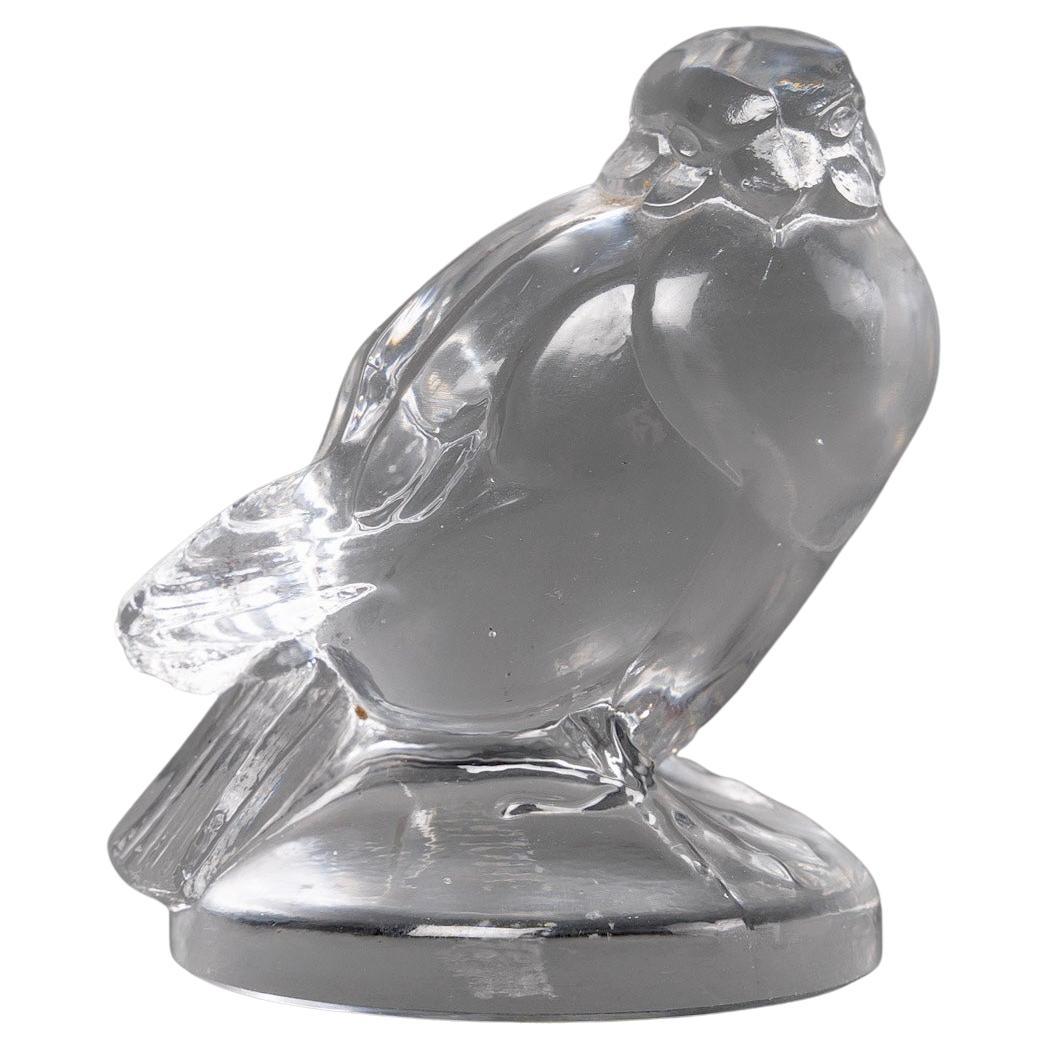 1925 René Lalique Seal Stamp Moineau Sparrow Clear Glass