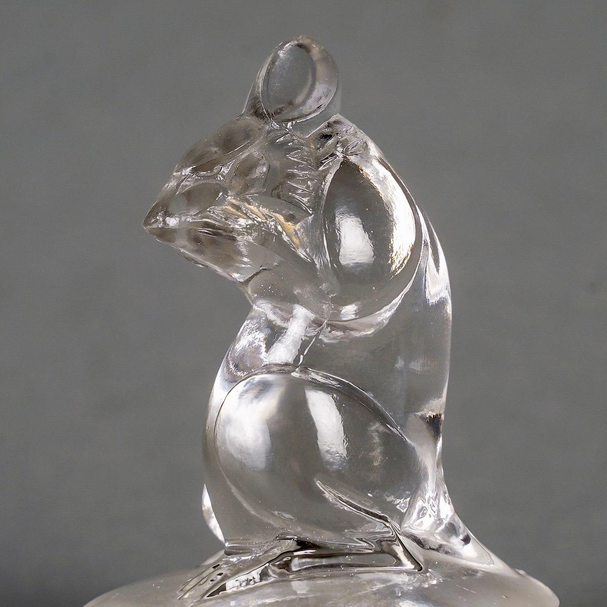 French 1925 René Lalique Seal Stamp Souris Mouse Clear Glass For Sale