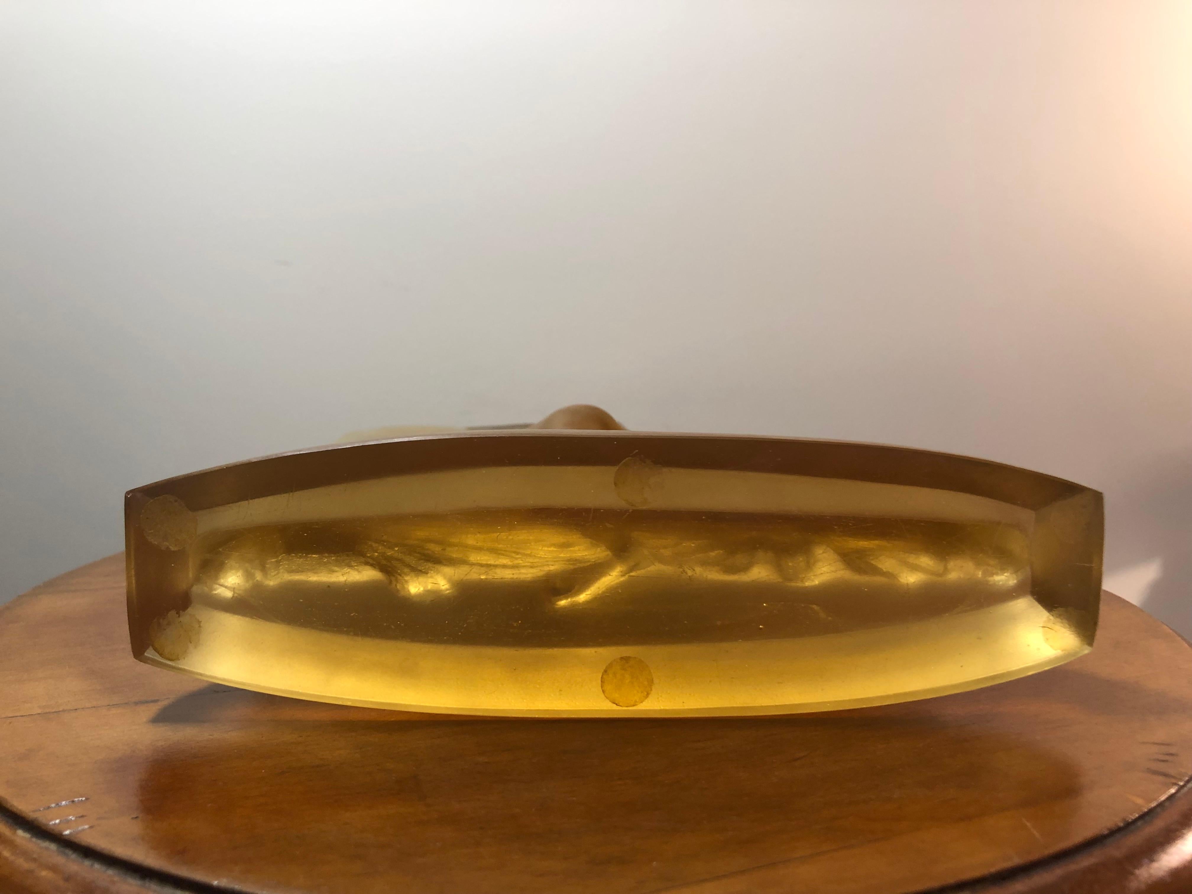 1925 René Lalique Suzanne Statuette Yellow Glass, Woman Statue 2