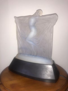 1925 René Lalique Thais Statuette Opalescent Glass Bronze Illuminated Base