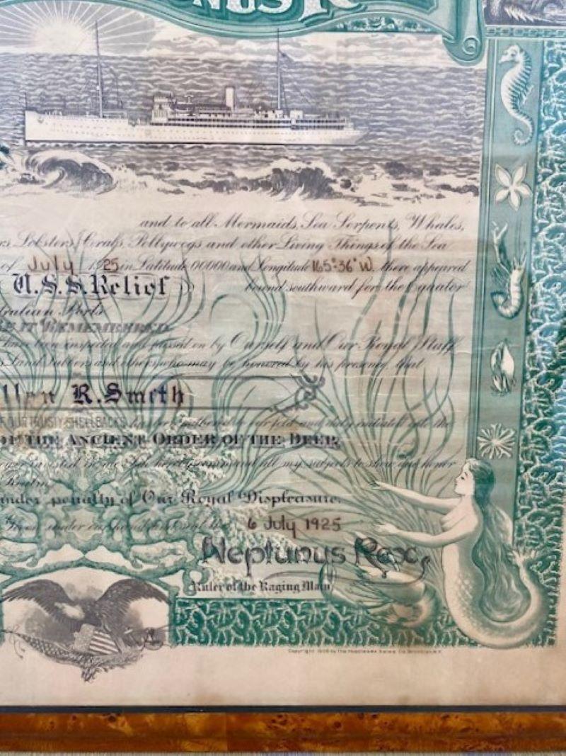 1925 US Navy Sailor's Certificate for 
