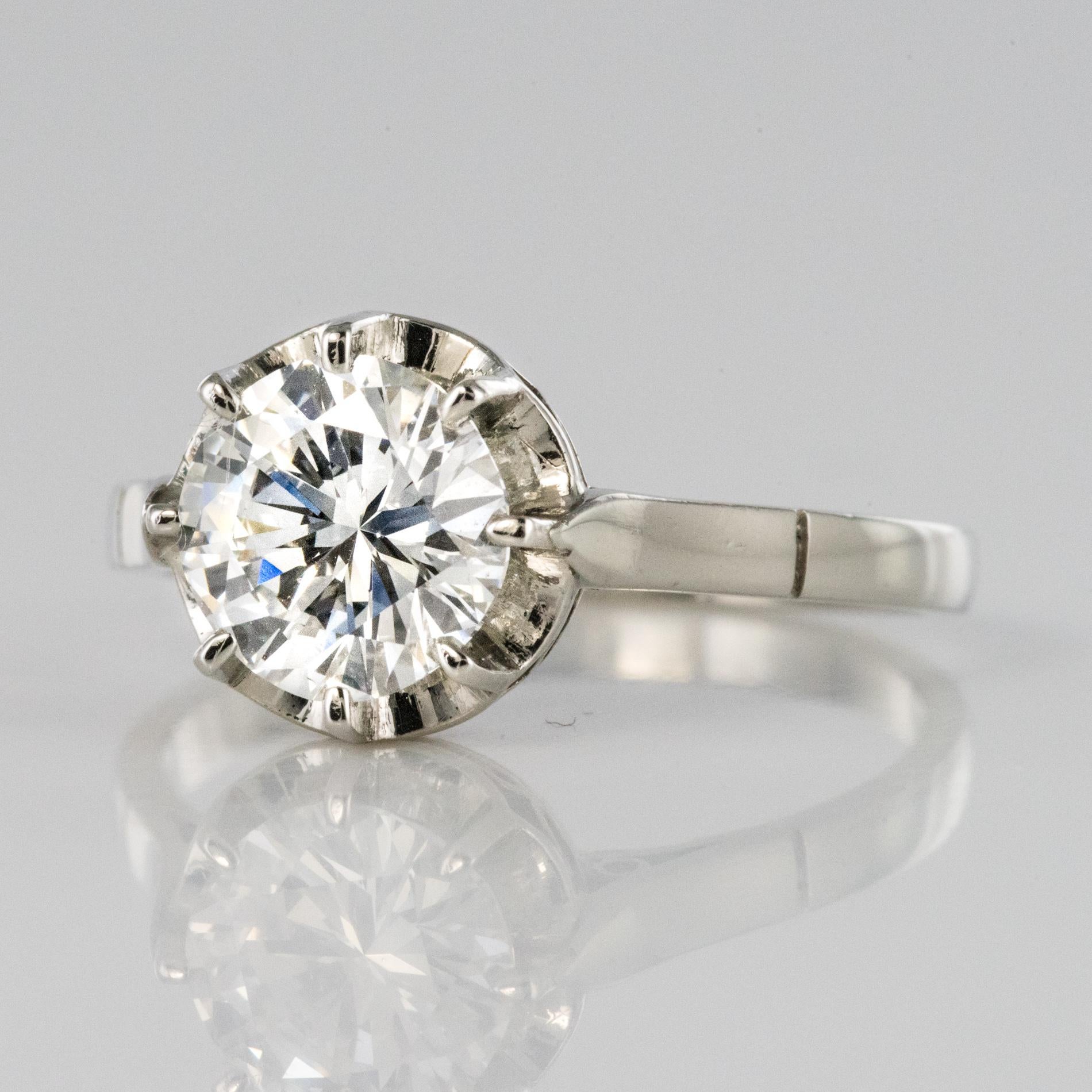 1925s Art Deco 1.50 Carat E.VS Diamond 18 Karat Platinum Solitary Ring For Sale 1
