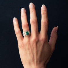 1925s Art Deco 2 Carat Emeralds 2.20 Carat Diamonds Platinum Ring