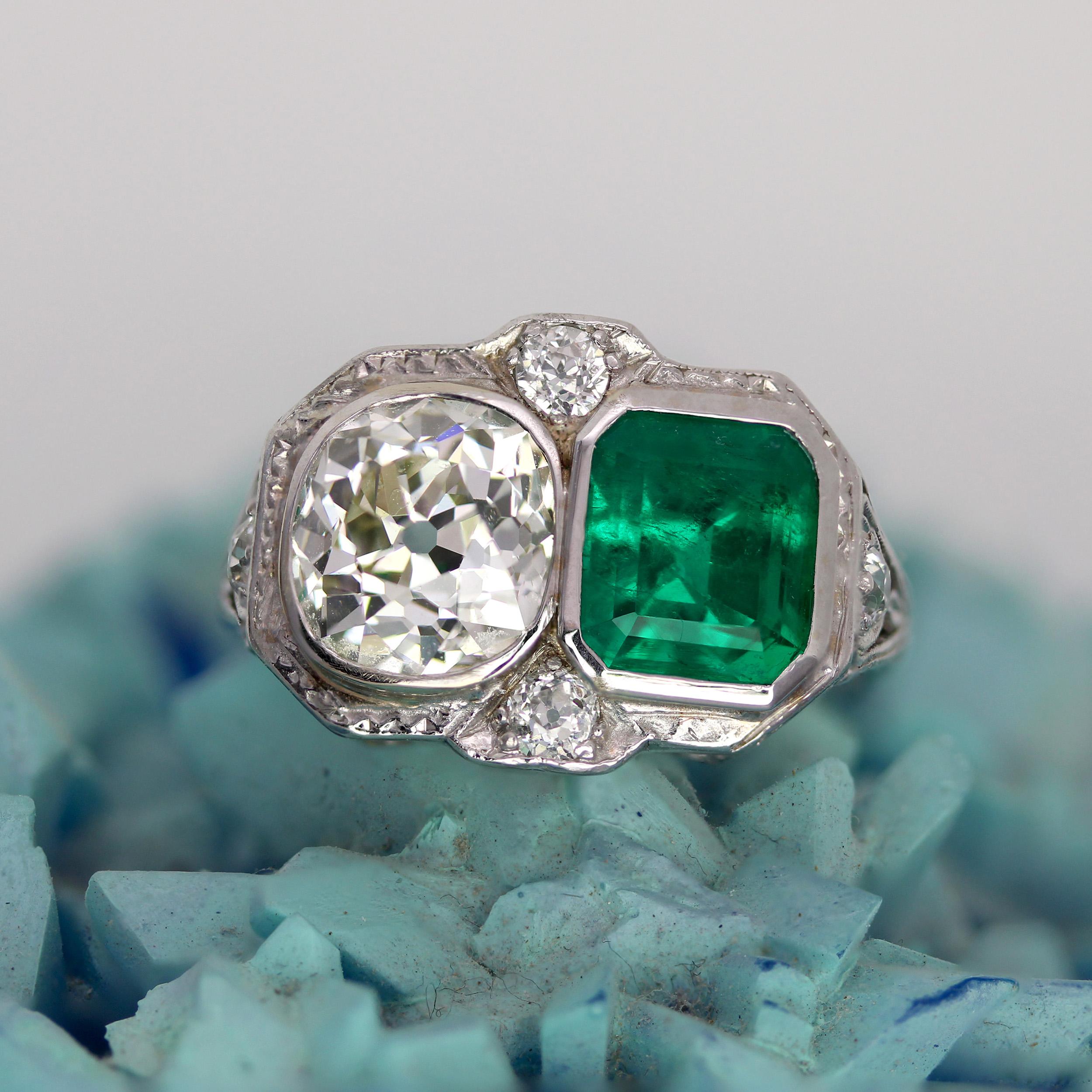 art deco emerald ring