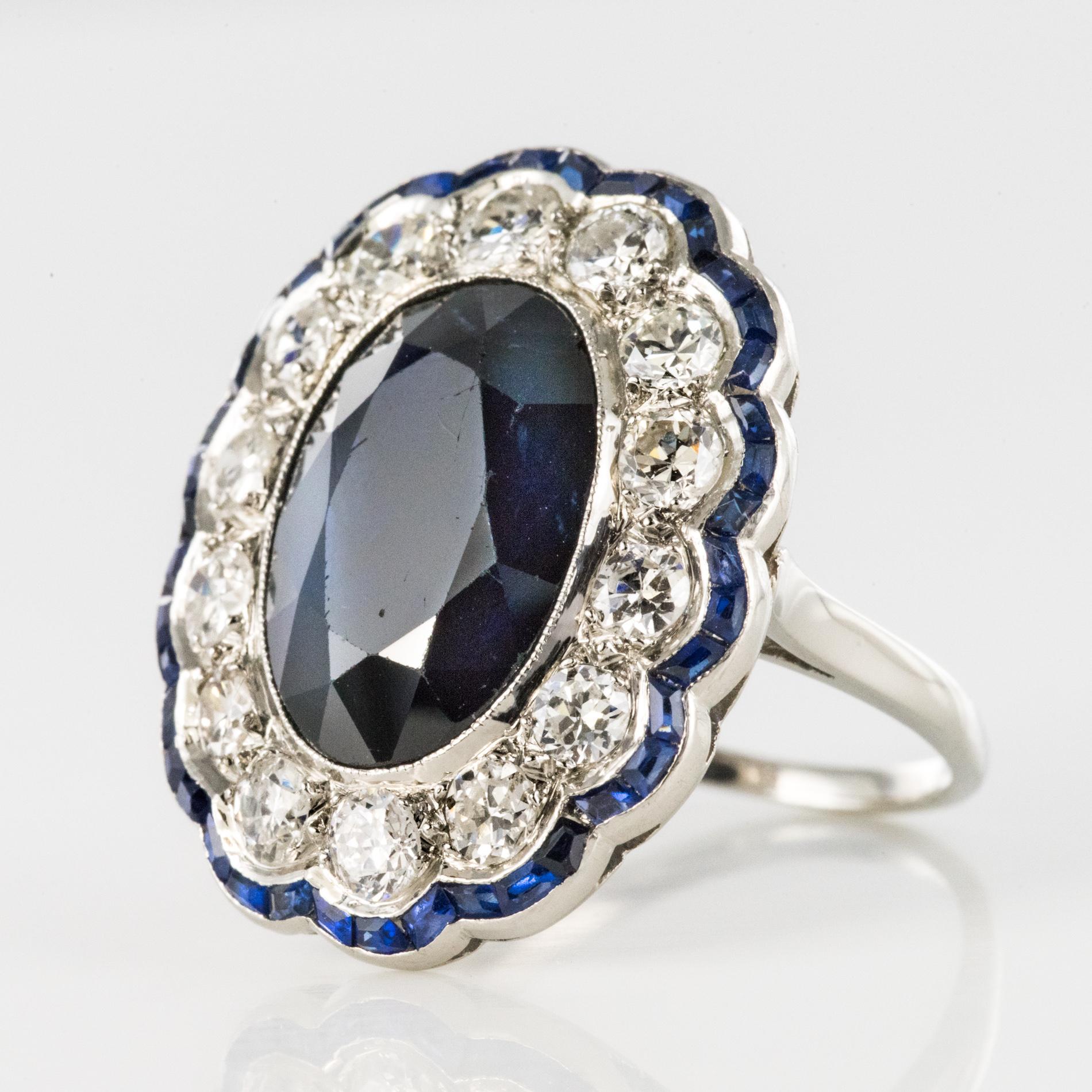 1925s Art Deco 8.40 Carat Sapphire Diamonds Calibrated Sapphires Platinum Ring 6
