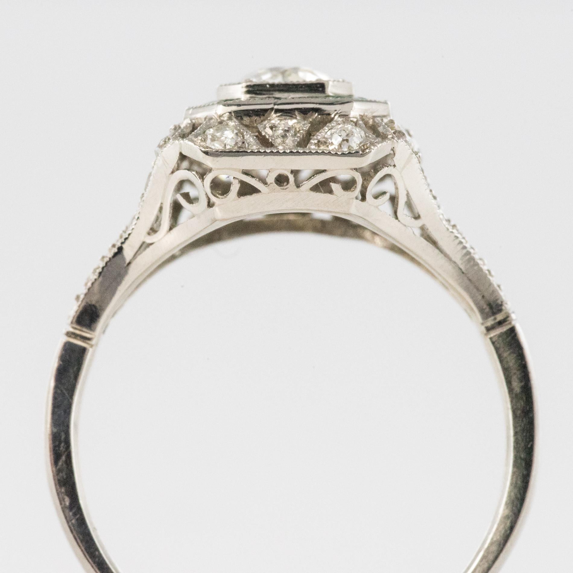 1925s Art Deco Calibrated Emeralds Diamonds Platinum Ring 8