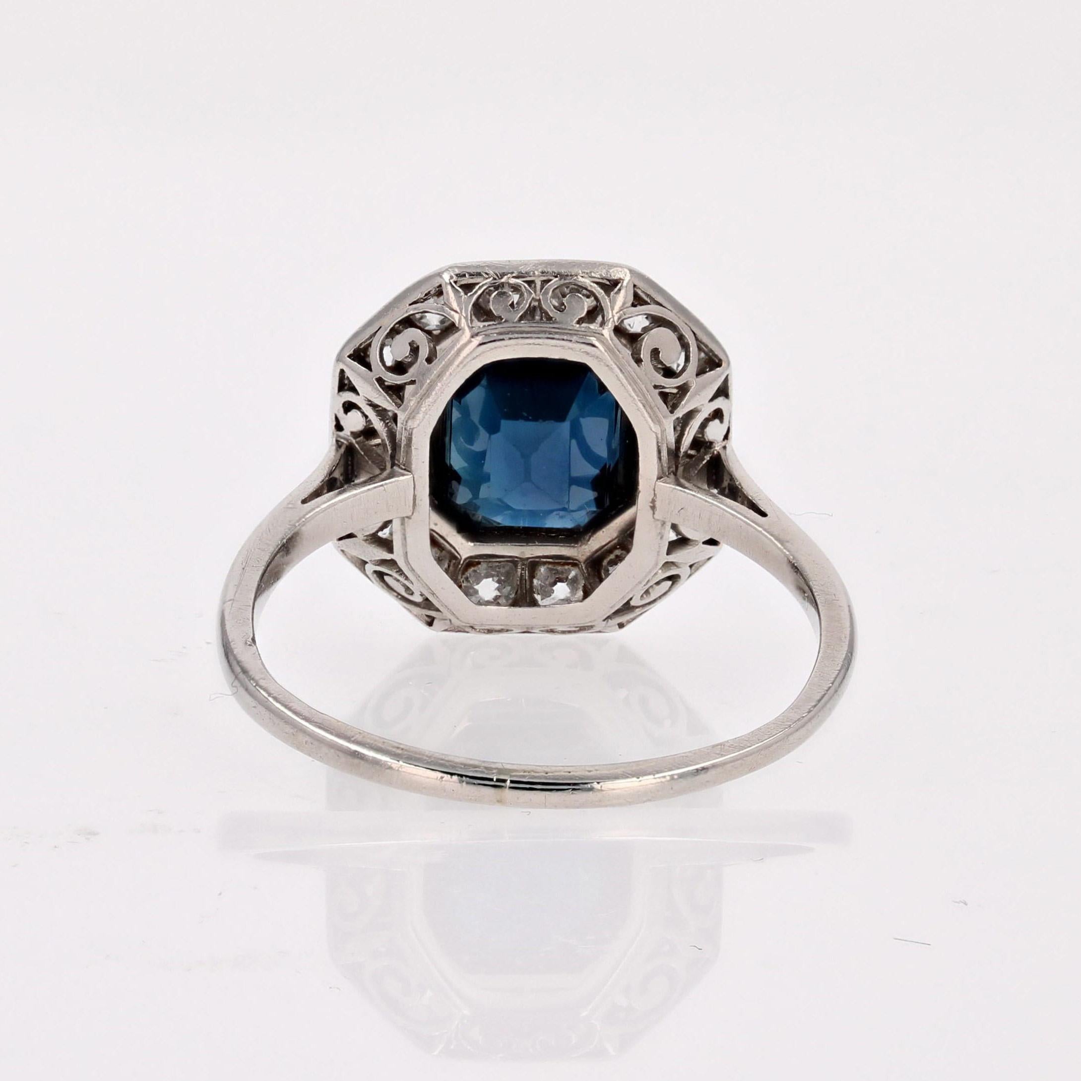 1925s Art Deco Cushion Sapphire Diamonds Platinum Ring 11