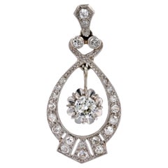 1925s Art Deco Diamonds 18 Karat White Gold Platinum Pendant
