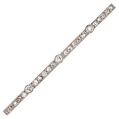 1925s Art deco Diamonds Platinum Bar Pin Brooch