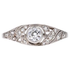 1925s Art Deco Diamonds Platinum Bangle Ring