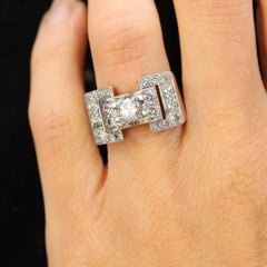 1925s Art Deco Diamonds Platinum Signet Ring