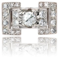1925s Art Deco Diamonds Platinum Signet Ring