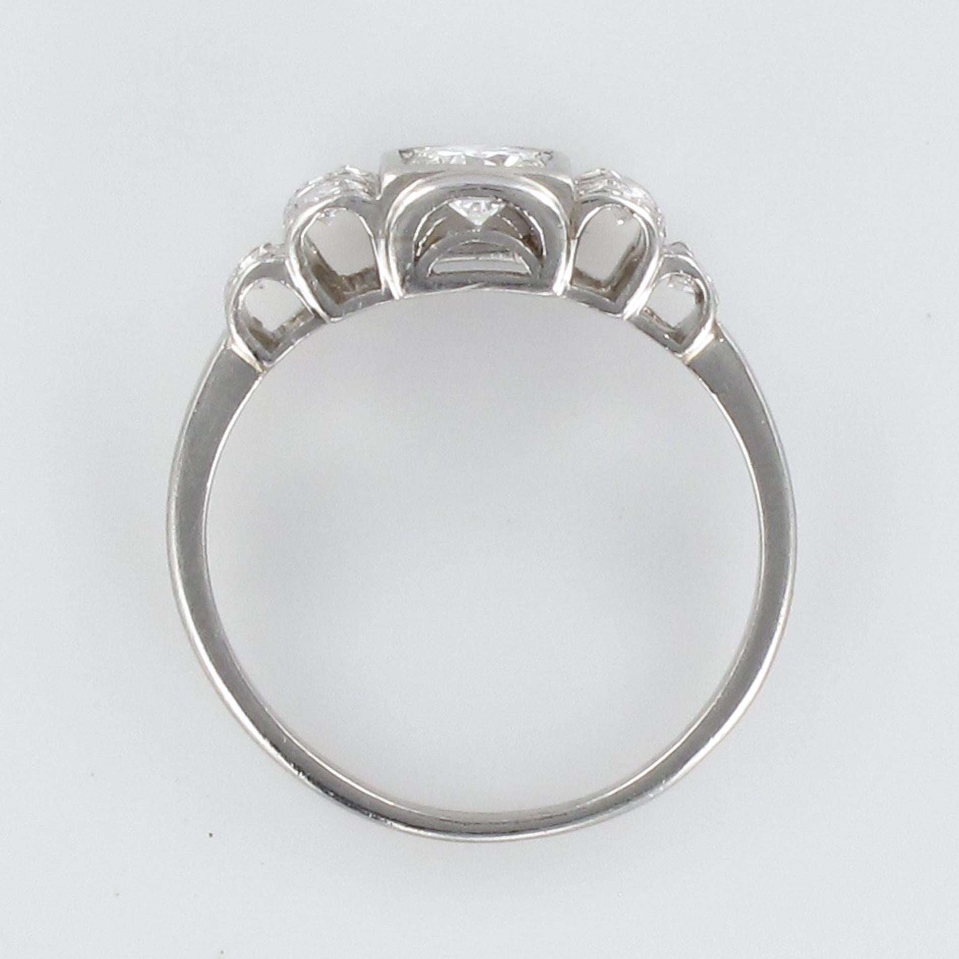 1925s French Art Deco 18 Karat White Gold Diamond Ring 9