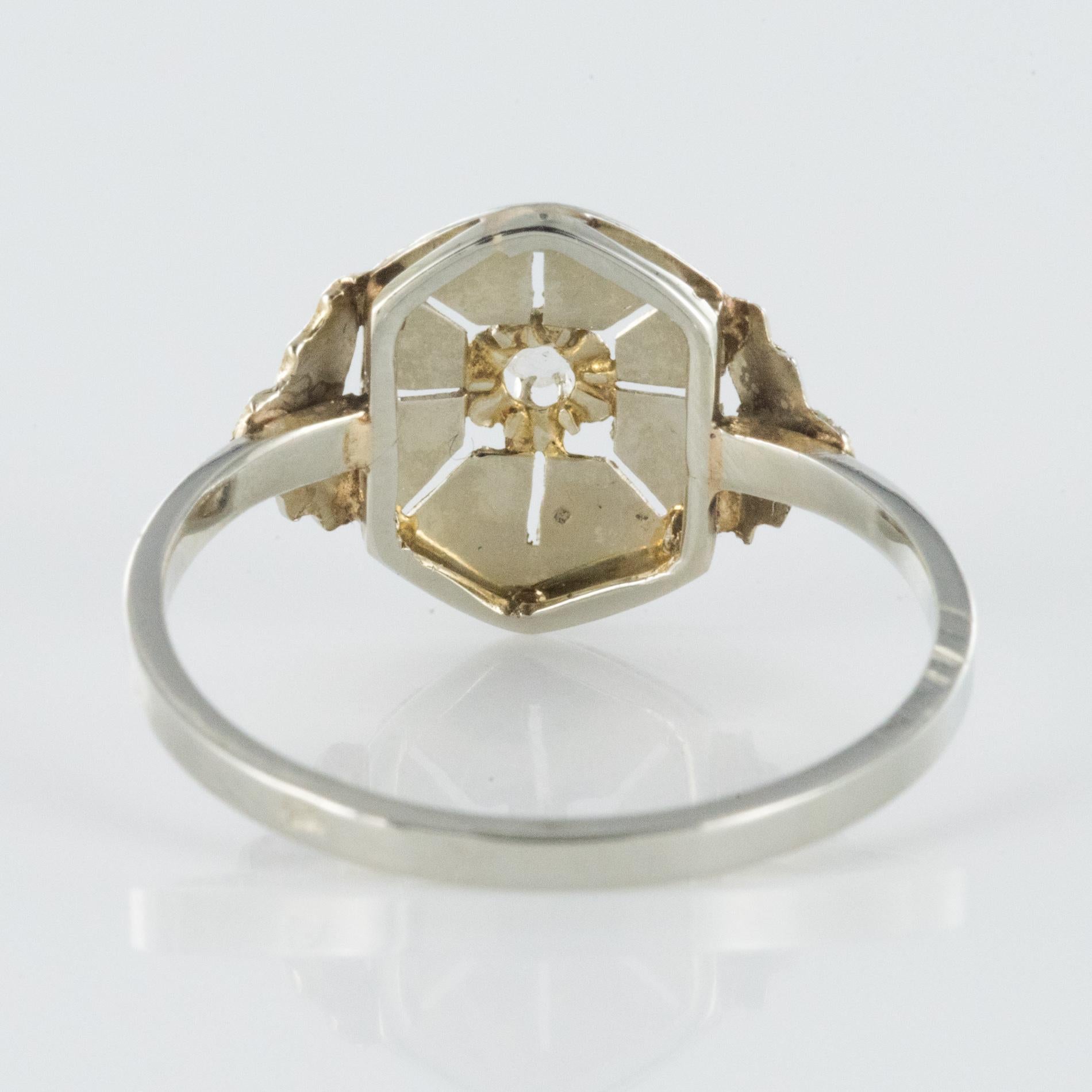 1925s French Art Deco 18 Karat White Gold Diamond Ring 7